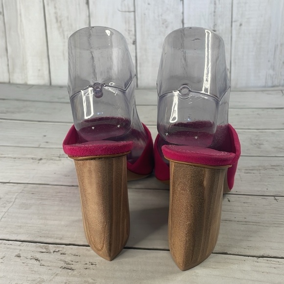 NWOT Mercedes Castillo Fuschia Suede IZAR HIGH Chunky Heeled Mules - Picture 4 of 12